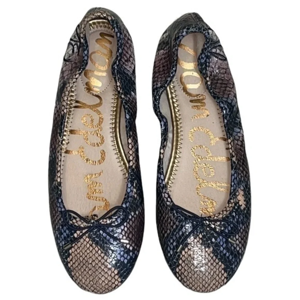 Sam Edelman Felicia Flat Smokey Blue Snake size 6 1/2